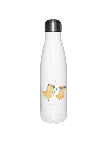 Mr. & Mrs. Panda Thermosflasche Mops Verliebt ohne Spruch in Weiß