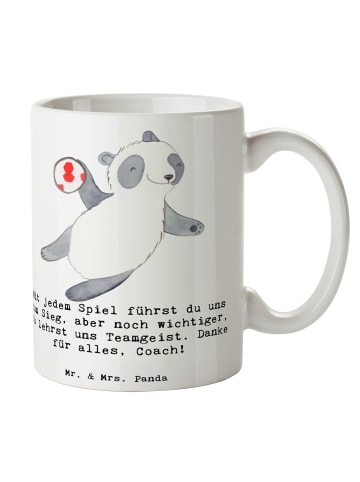 Mr. & Mrs. Panda Tasse Handball Trainerin Dankeschön mit Spruch in Weiß