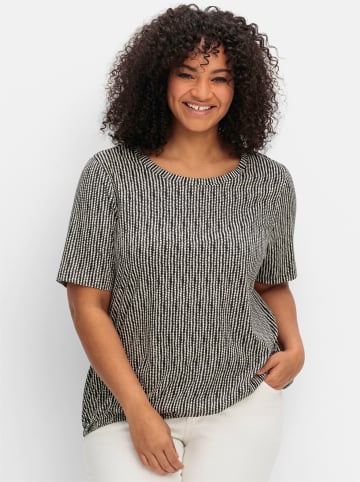 sheego Kurzarmshirt in schwarz-gemustert