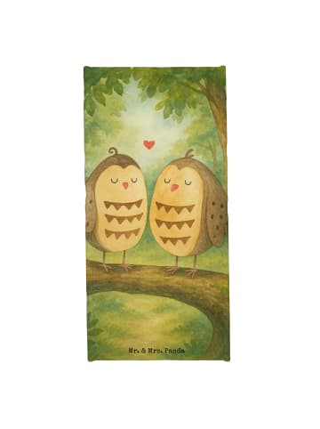 Mr. & Mrs. Panda Badehandtuch Eulen Liebe Design ohne Spruch in Weiß