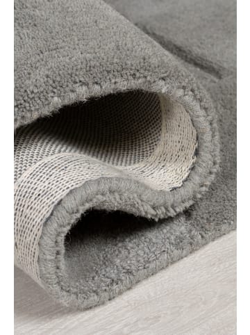 KADIMA DESIGN Wollteppich Kurzflor DEBEN Geometrisch Naturfaser Wohnzimmer in Grau