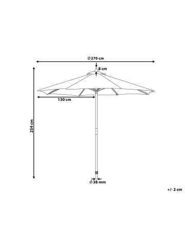 Beliani Marktschirm TOSCANA in Grün/Gold/Braun - (W) 270 x (H) 254 x (L) 270 cm