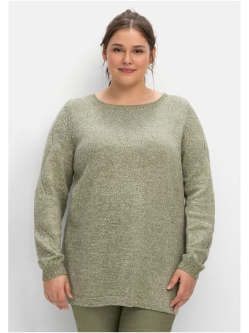 sheego Pullover in hellkhaki meliert