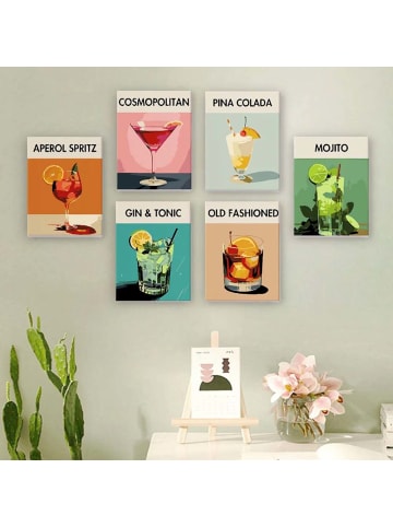 ARTNANAS Mini Malen nach Zahlen 4er/6er Set-"Cocktails Pop Art"