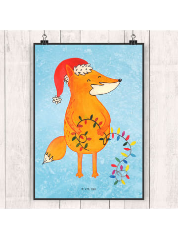 Mr. & Mrs. Panda Poster Fuchs Weihnachten ohne Spruch in Eisblau
