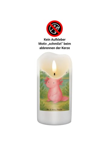 Mr. & Mrs. Panda Stumpenkerze Axolotl Niedlich Design mit Spruch in Weiß