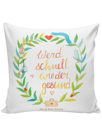 Mr. & Mrs. Panda Kopfkissen Werde gesund mit Spruch in Weiß