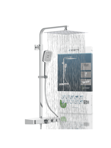 Franz Joseph Schütte OCEAN Überkopfbrause-Set, Chom/Weiß, mit Thermostatarmatur, mit Ablage