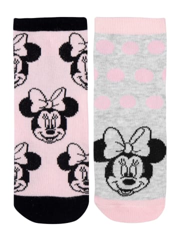 United Labels 5er Pack Disney Minnie Mouse Socken Sneaker Söckchen in grau/rosa