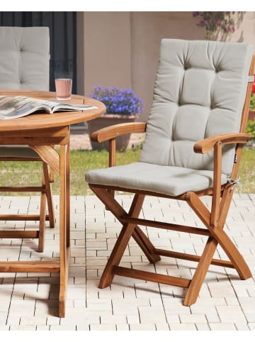 Beliani 2er-Set Gartenstuhl MAUI PREMIUM in Heller Holzfarbton/Beige