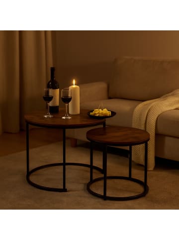 relaxdays 2-tlg. Satztisch-Set in Braun/ Schwarz