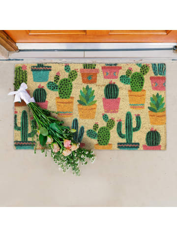 relaxdays Kokosfußmatte "Kaktus" in Bunt - 75 x 42 cm