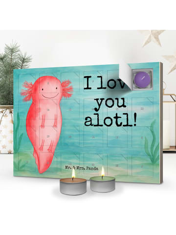 Mr. & Mrs. Panda Adventskalender Axolotl Liebe Design mit Spruch in Weiß