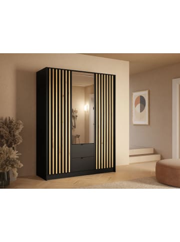 Feldmann-Wohnen Kleiderschrank Katania schwarz / Eiche Artisan 150 / 54,5cm / 200,5cm