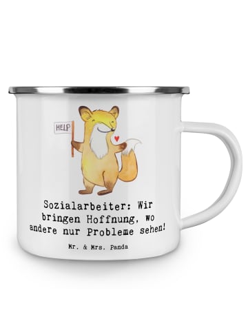 Mr. & Mrs. Panda Emaille Tasse Sozialarbeiterin Hoffnungsträger ... in Weiß