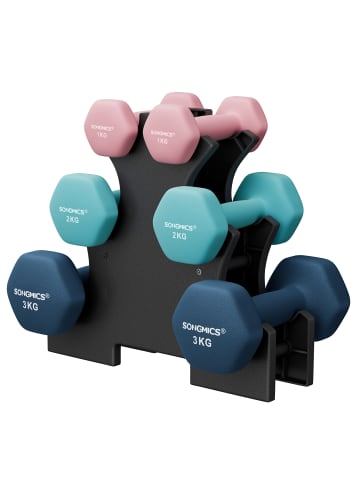 SONGMICS Hantel-Set in Rosa-Aquamarin-Blau - (B)5 x (H)4.5 x (T)11.5 cm