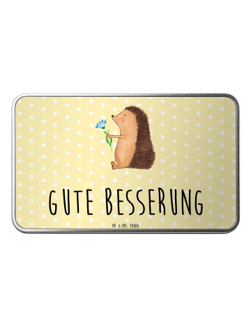 Mr. & Mrs. Panda Metalldose Igel Blumen mit Spruch in Gelb Pastell