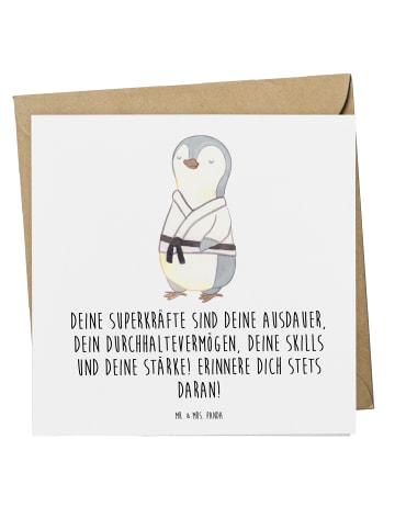 Mr. & Mrs. Panda Grußkarte Sportliche Wettkämpfe Superkräfte mit... in Weiß