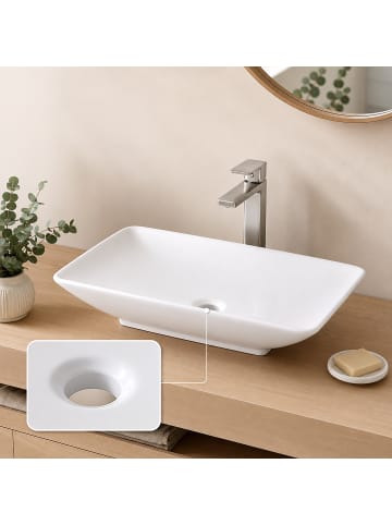 Waschbecken in Weiß - (B)59 x (H)10 x (T)37 cm