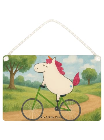 Mr. & Mrs. Panda Wegweiser Einhorn Radfahrer Design ohne Spruch in Weiß