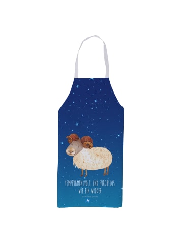 Mr. & Mrs. Panda Grillschürze Sternzeichen Widder mit Spruch in Sternenhimmel Blau