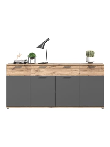 Inn.Furn Sideboard Eiche, grau 200 cm, Kommode mit Soft-Close, Wohn- und Esszimmermöbel