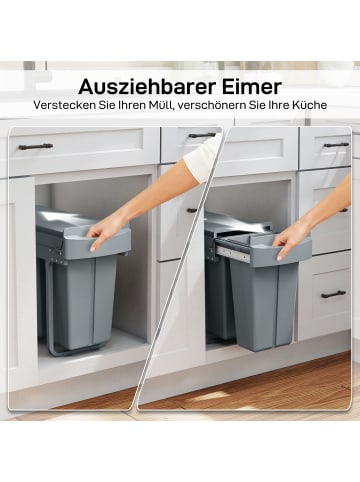 HOMCOM Einbaumülleimer in Grau 52L x 26B x 40,8H cm