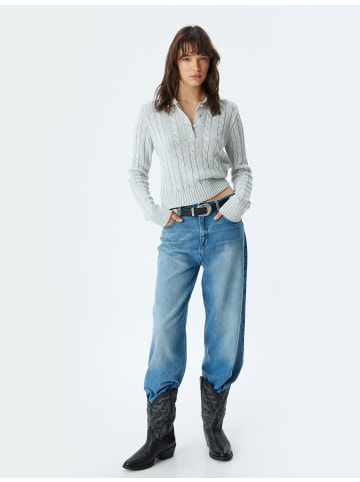 KOTON Sweater in Grau Melange Gemustert