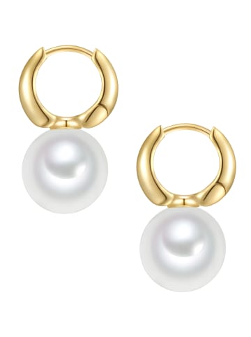Rafaela Donata Perlen-Creolen Sterling Silber Muschelkernperle in gelbgold