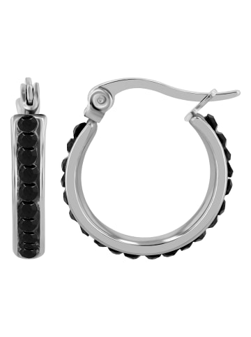 Adeliás Damen Ohrringe – Creole aus Edelstahl mit Strass Steinchen in silber