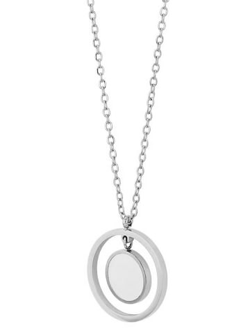 Adeliás Damen Halskette – Ankerkette aus Edelstahl mit Perlmutt 45 cm in silber