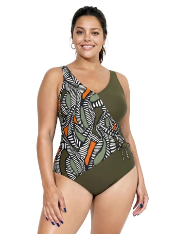 Ulla Popken Badeanzug in dunkel khaki