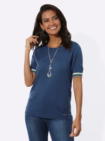 WITT WEIDEN Rundhals-Pullover in jeansblau-weiß-geringelt