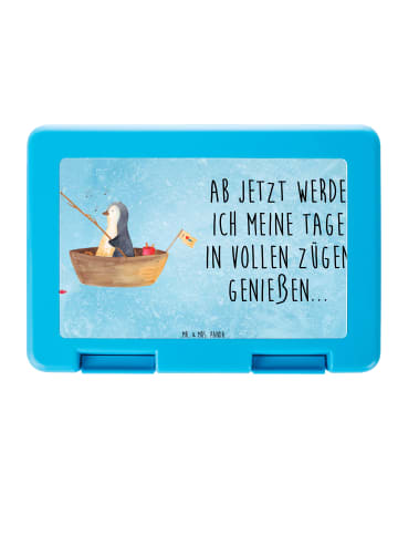 Mr. & Mrs. Panda Aufbewahrungsbox Pinguin Angelboot mit Spruch in Eisblau