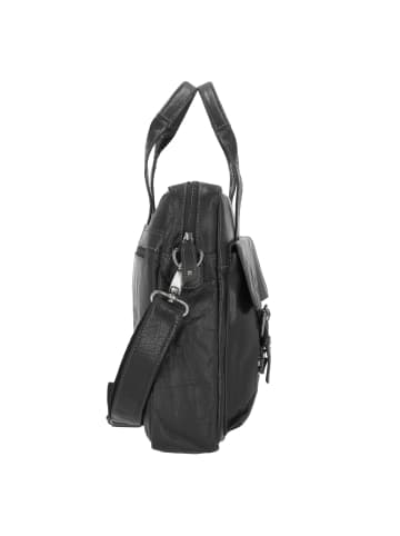 Pride and Soul Aktentasche Leder 40 cm Laptopfach schwarz
