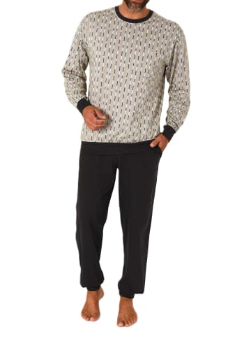 NORMANN Langarm Schlafanzug Pyjama Bündchen - 84096 in dunkelgrau