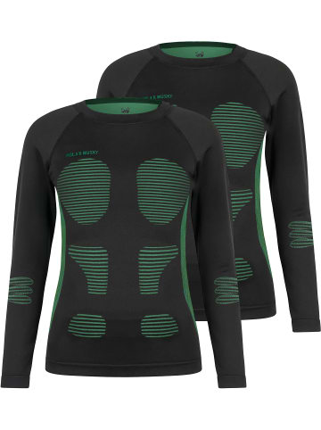 normani 2 x Thermooberteil Langarm Shirt Skiunterwäsche für Damen und Herren in Grün