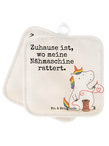 Mr. & Mrs. Panda Topfuntersetzer Einhorn Näherin Design mit Spruch in Weiß