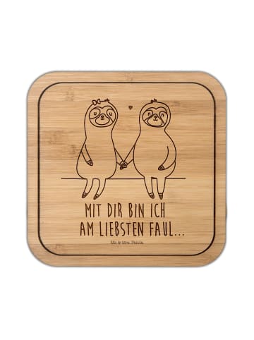 Mr. & Mrs. Panda Untersetzer Kork Faultier Pärchen mit Spruch in Transparent