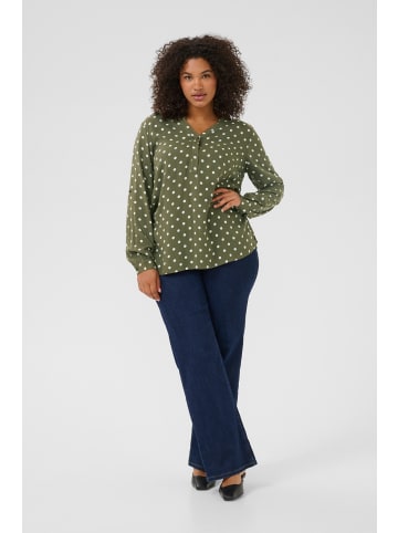 KAFFE curve Langarm-Bluse KCsida in Grape Leaf / Chalk Dot