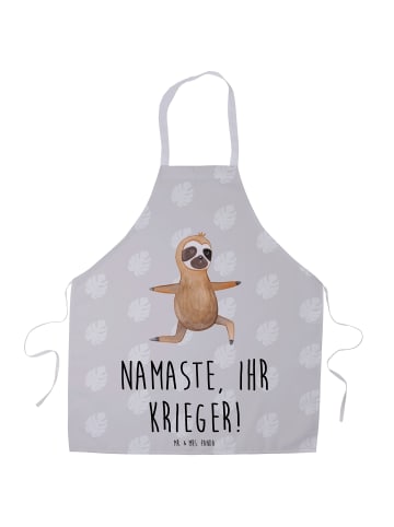 Mr. & Mrs. Panda Kochschürze Faultier Yoga mit Spruch in Grau Pastell