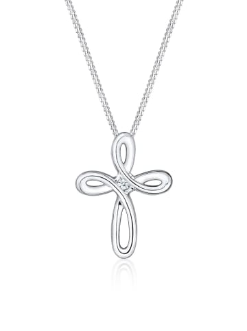 Elli DIAMONDS  Halskette 925 Sterling Silber Kreuz in Weiß