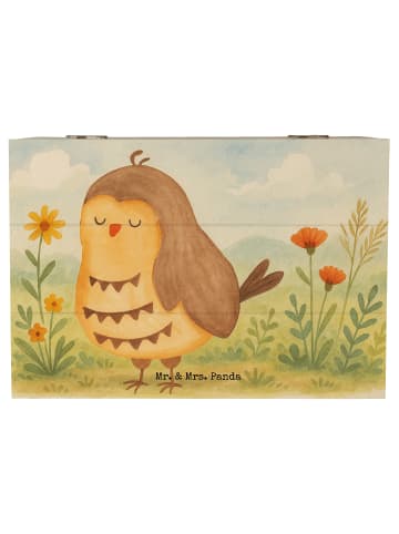 Mr. & Mrs. Panda Holzbox mit Deckel Eule Zufrieden Design ohne S... in Weiß