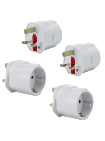 Intirilife 4x Steckdosen Adapter - UK Typ G auf EU in WEISS