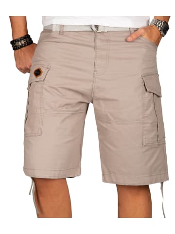Alessandro Salvarini A. Salvarini Herren Designer Cargo Shorts Cargoshorts kurze Hose Gürtel AS133 in Hellgrau