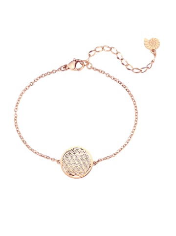 Hey Happiness Vergold. Armband Lebensblume Edelstahl in Rosegold - (L) 16-21 cm