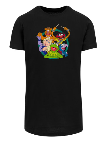 F4NT4STIC Long Cut T-Shirt Long Cut T-Shirt 'Disney Muppets Group Circle' in schwarz