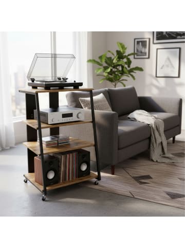 relaxdays Hifi Rack in Braun/ Schwarz - (B)61 x (H)78 x (T)52 cm