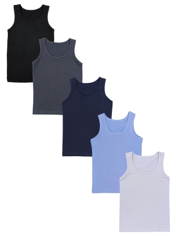 TupTam Kinder Jungen Unterhemd Ärmellos 5er Pack in schwarz/blau