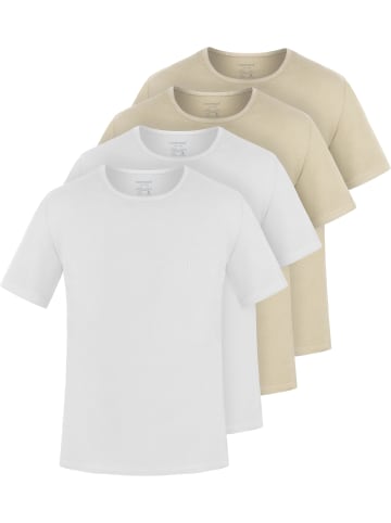normani 4er Set Herren T-Shirts aus Bio-Baumwolle Nyons in Beige/Beige/Weiß/Weiß
